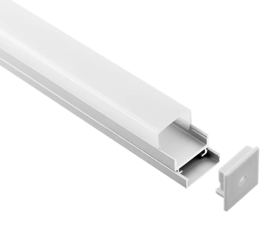 Aufbaumontiertes LED-Aluminiumprofil mit Acrylabdeckung in rechteckiger Form